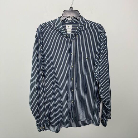 Lacoste Striped Button Down Shirt 46 - Picture 2 of 6